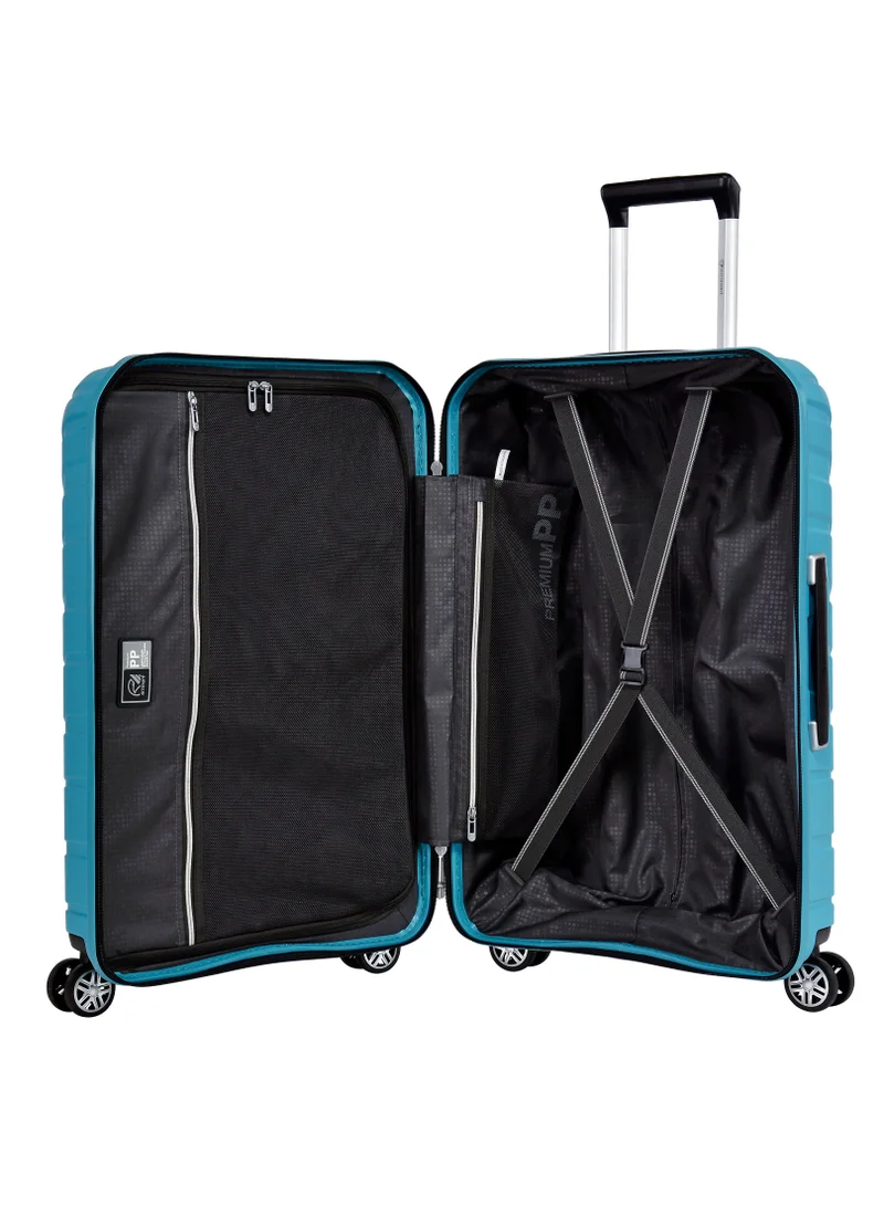 eminent Knight Hard Case Travel Bag Luggage Trolley Polypropylene Lightweight Suitcase 4 Quiet Double Spinner Wheels With Tsa Lock B0011 Light Blue