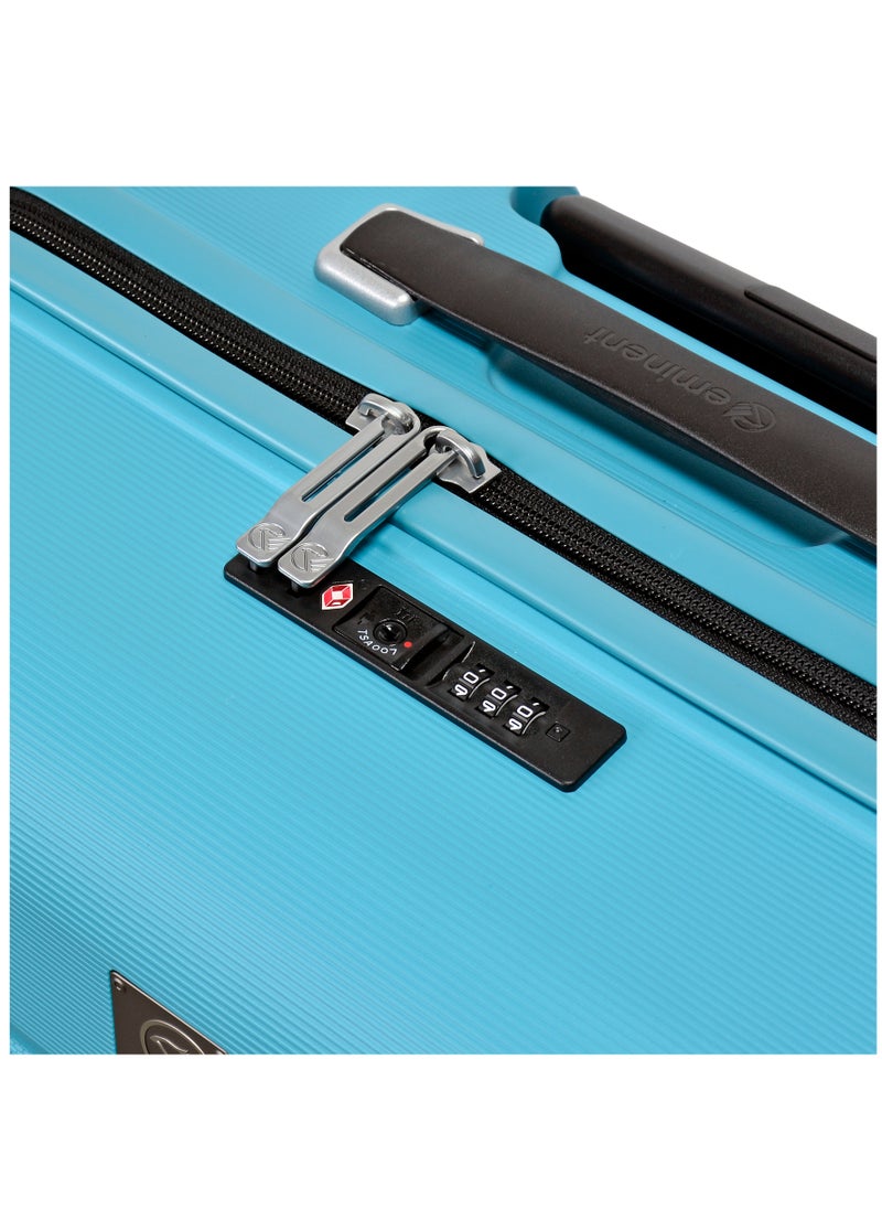 eminent Knight Hard Case Travel Bag Luggage Trolley Polypropylene Lightweight Suitcase 4 Quiet Double Spinner Wheels With Tsa Lock B0011 Light Blue  - Image 3