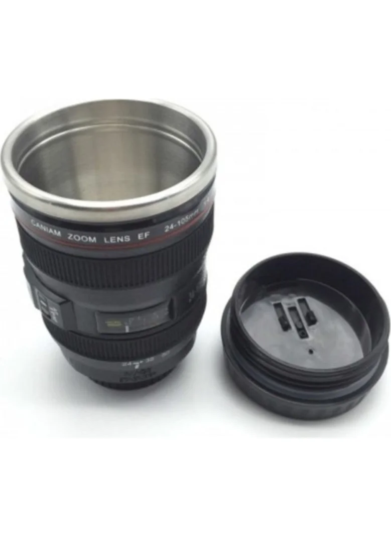 جاراف Objective Looking Lens Mug Steel Coffee Tea Thermos Mug Cup