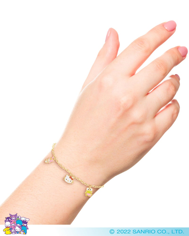 Hello Kitty and Friends Charm Bracelet 6.5" + 1", Gold Flash-Plated Plated Sanrio Bracelet Official License - Image 2