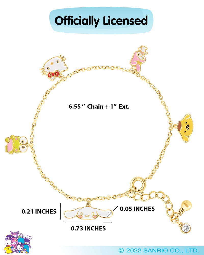 Hello Kitty and Friends Charm Bracelet 6.5" + 1", Gold Flash-Plated Plated Sanrio Bracelet Official License - Image 5