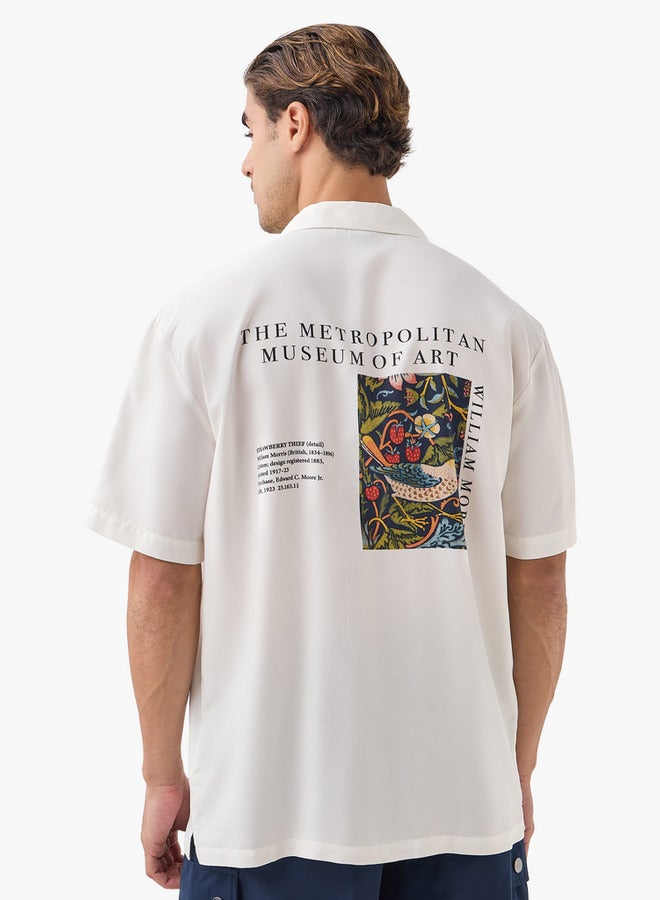 SP Characters William Morris Strawberry Thief Print Relaxed Fit Shirt with Camp Collar - Image 3