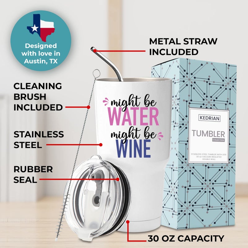 KEDRIAN Funny Might Be Wine Tumbler 30Oz  Wine Gifts For Women  Funny Wine Glasses For Women  Wine Glass Funny  Stemless Wine Glasses  Funny Wine Themed Birthday Gifts For Women Friends  Christmas  Gift-Ready - Image 5