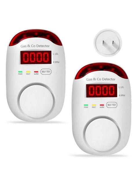 2 Packs Gas & Carbon Monoxide Detectors - Plug in Carbon Monoxide Detector & Propane, Natural Gas Detector, CO Monitor Alarm & Explosive Gas Detector Alarm for Home,RV