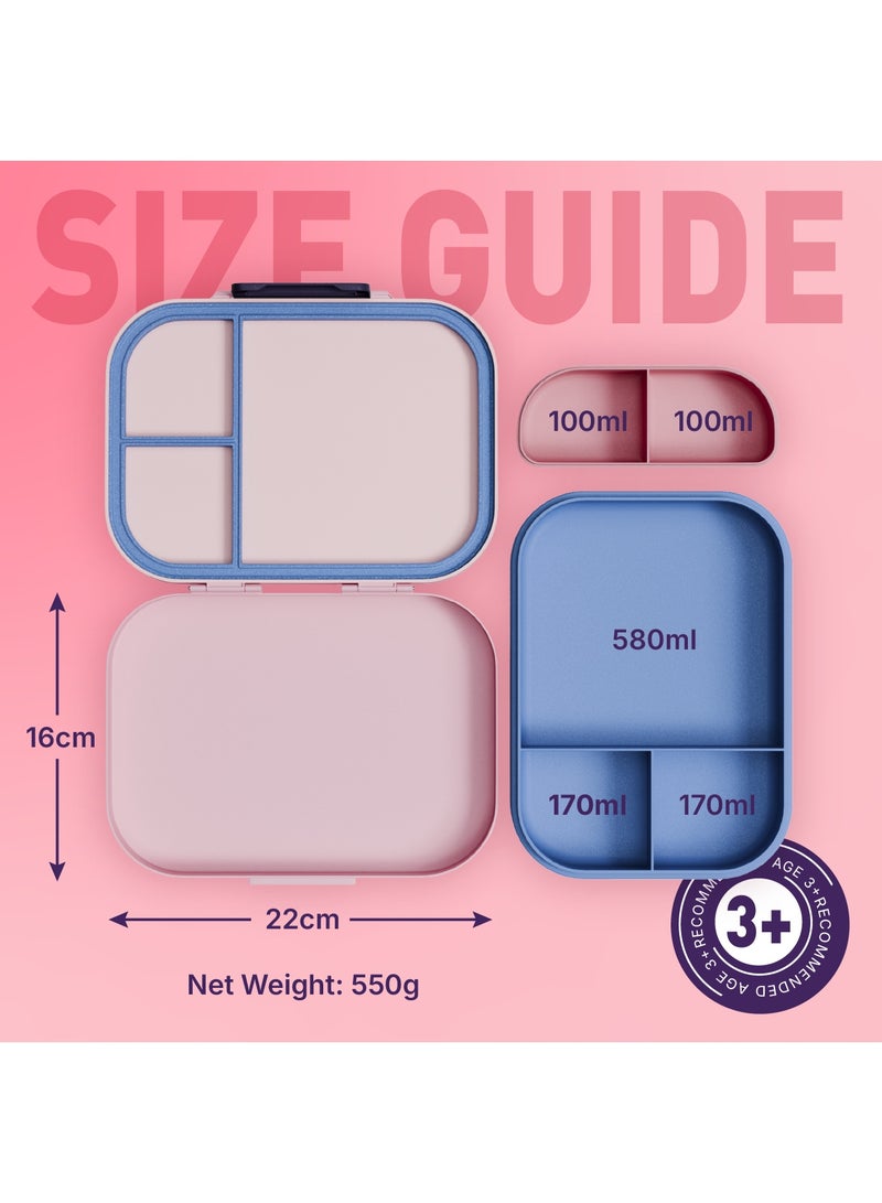 BEOLA Bento Box with 5 Compartments, BPA Free Plastic Lunch Container, Leakproof School Tiffin Lunch Box with Lid, Snack Organizer, Lightweight Food Storage (Unicat Magic) - Image 3