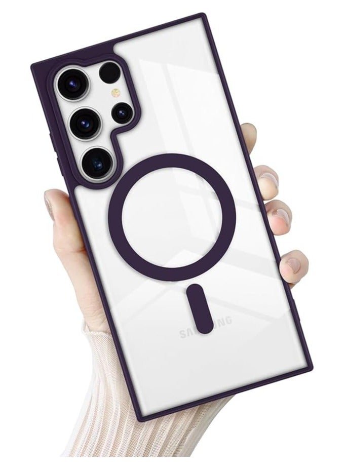 ويكسون جراب لموبايل سامسونج S24 الترا من ويكسون، متوافق مع ماج سيف، غطاء خلفي مغناطيسي شفاف مضاد للصدمات مغناطيس قوي،  لحماية كاملة لهاتف جالاكسي اس 24 الترا  (بنفسجي)