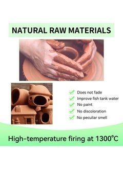 Saim Saim Pleco Caves Betta Fish Tank Accessories, Ceramics Mushroom House Aquarium Decorations Smalland Shrimp Breeding Cave (No Paint + Betta Fish Leaf Pad+Silicone Plug)  - Image 4