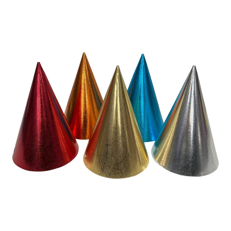 TRIACE Party Hats Pack of 20 5 Colours in Textured Foil PRE ASSEMBLED Perfect for Birthday Parties TR 232