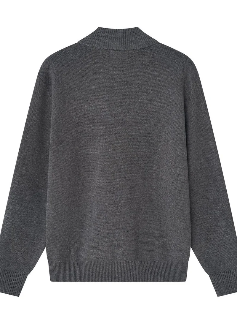 GIORDANO Men’s Relaxed Fit Mock Neck Half-Zip Textured Sweater