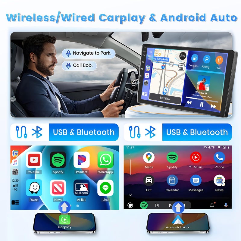 Roinvou [2G+64G] Car Radio for Toyota Yaris Vios 2007-2012 with Wireless Carplay/Android Auto, 9 Inch Android 13 IPS Touch Screen Car Stereo, Bluetooth, GPS Navi, WiFi, SWC, 28UI, DSP + Backup Camera - Image 3