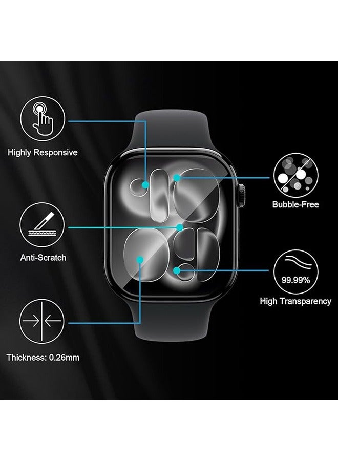 3 Pcs Screen Protector for Apple Watch Series 11 46mm/Series 10 46mm, Full Coverage 3D Curved Edge Anti-Scratch Film (Not Glass) High Definition Anti-Fingerprint Shatterproof PET Cover Film - Image 4