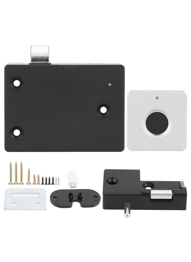 Thoraya Home Smart Fingerprint Lock Aluminum Alloy Cabinet Electric Small Lock for Cabinet DrawerSquare Silver  - Image 1