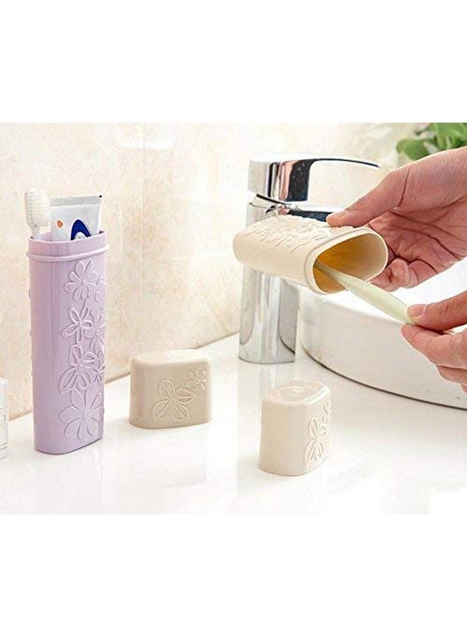 اس واي بي ال صندوق تخزين معجون الأسنان البلاستيكي المحمول متعدد الوظائف، مقاوم للماء، حامل أكواب للغرغرة، مناسب للسفر في الهواء الطلق ورحلات العمل والمنزل والمدرسة (أرجواني) - Image 3