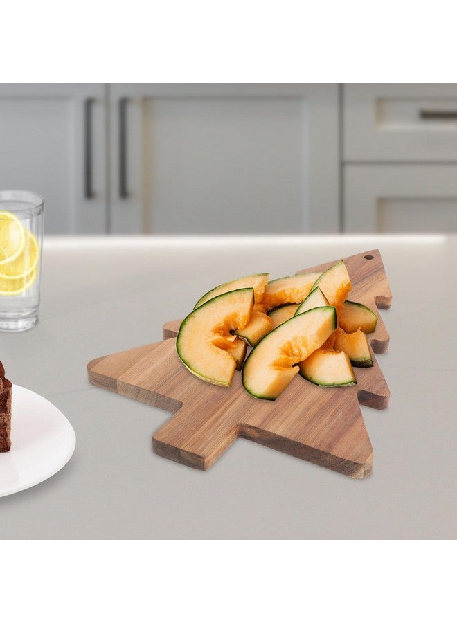 Amosfun Christmas Tree Charcuterie Board Xmas Cutting Board Fruit Tray Wooden Cheese Appetizer Tray Sushi Serving Tray 9.5 x 15 Inch - Image 4