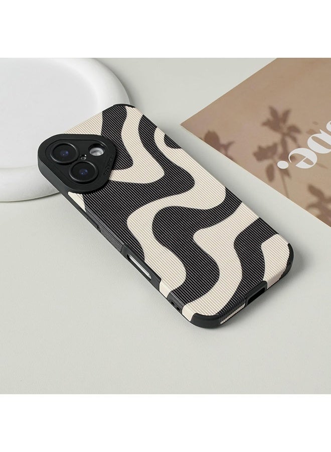 دبليو أف أف أو لغطاء iPhone 17 - غطاء بتصميم موجات الحمار الوحشي اللطيف للنساء والفتيات، حافة ناعمة من TPU، مقاوم للخدش والصدمات، واقٍ كامل للكاميرا لجهاز iPhone 17 - أسود وأبيض - Image 3