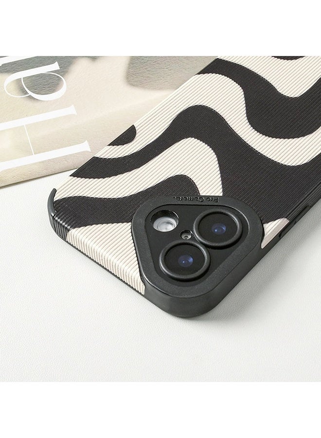 دبليو أف أف أو لغطاء iPhone 17 - غطاء بتصميم موجات الحمار الوحشي اللطيف للنساء والفتيات، حافة ناعمة من TPU، مقاوم للخدش والصدمات، واقٍ كامل للكاميرا لجهاز iPhone 17 - أسود وأبيض - Image 2