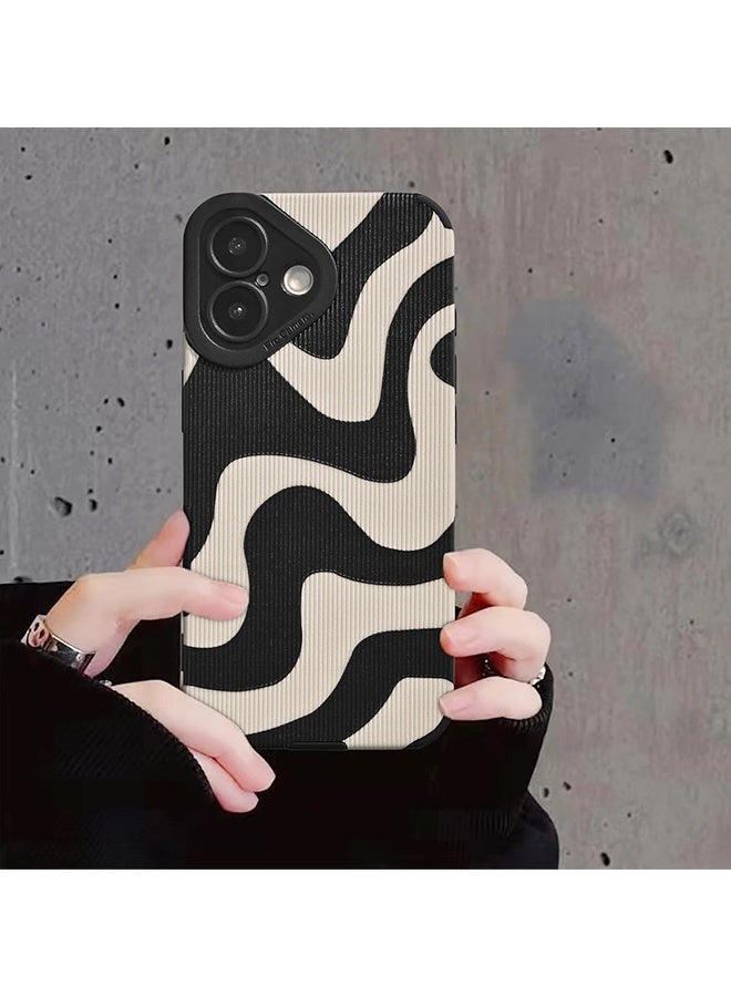 دبليو أف أف أو لغطاء iPhone 17 - غطاء بتصميم موجات الحمار الوحشي اللطيف للنساء والفتيات، حافة ناعمة من TPU، مقاوم للخدش والصدمات، واقٍ كامل للكاميرا لجهاز iPhone 17 - أسود وأبيض - Image 5