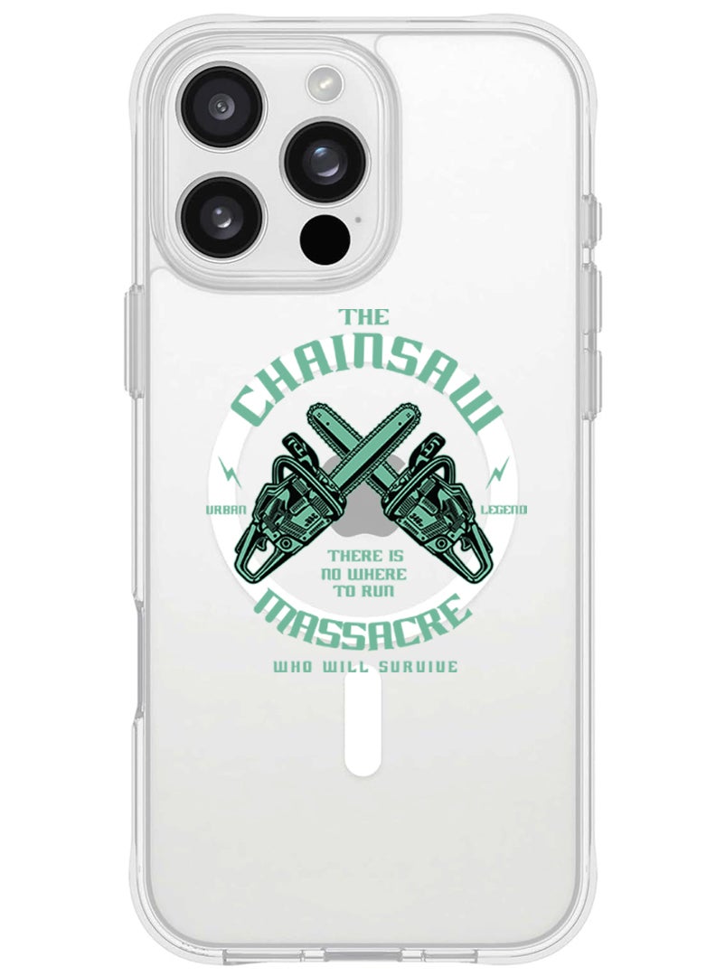 Theodor iPhone 16 Pro Max Magsafe Magnetic Case for iPhone Compatible with Wireless Charging, Shockproof Phone Bumper Cover - The chainsaw - Image 1