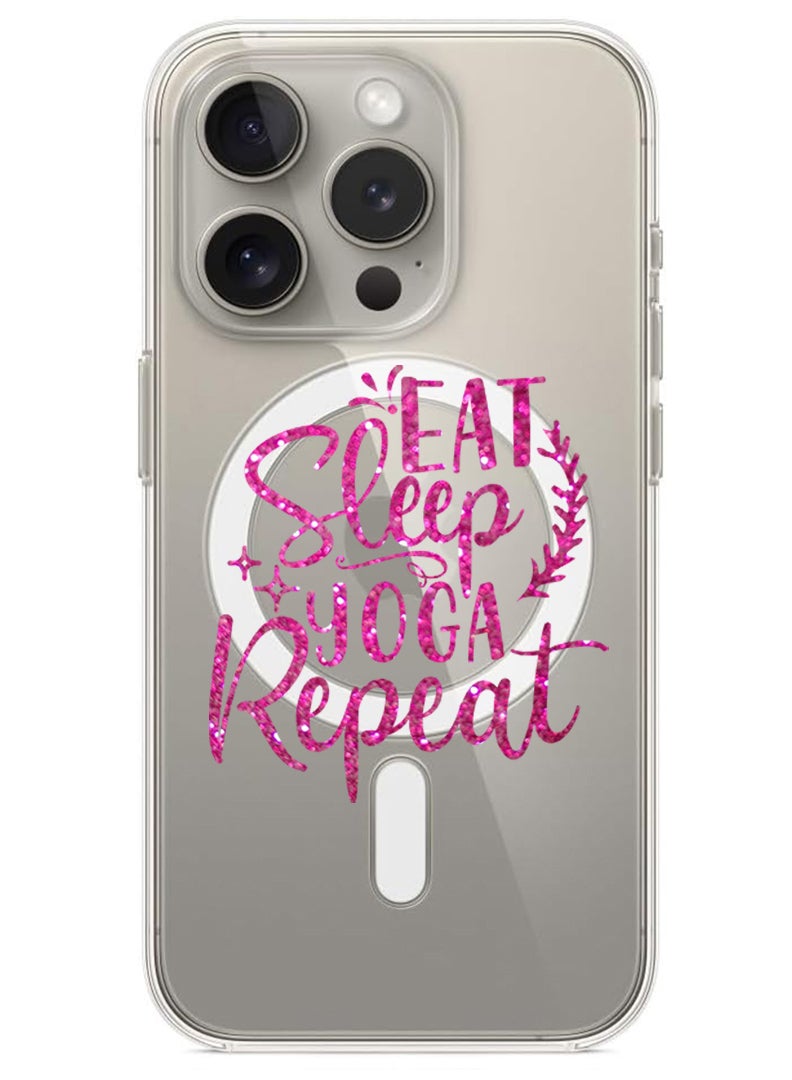 Theodor Magnetic Case for iPhone 15 Pro 6.1-inch Compatible with MagSafe Wireless Charging, Shockproof Phone Bumper Cover Eat sleep yoga repeat copy - Image 1