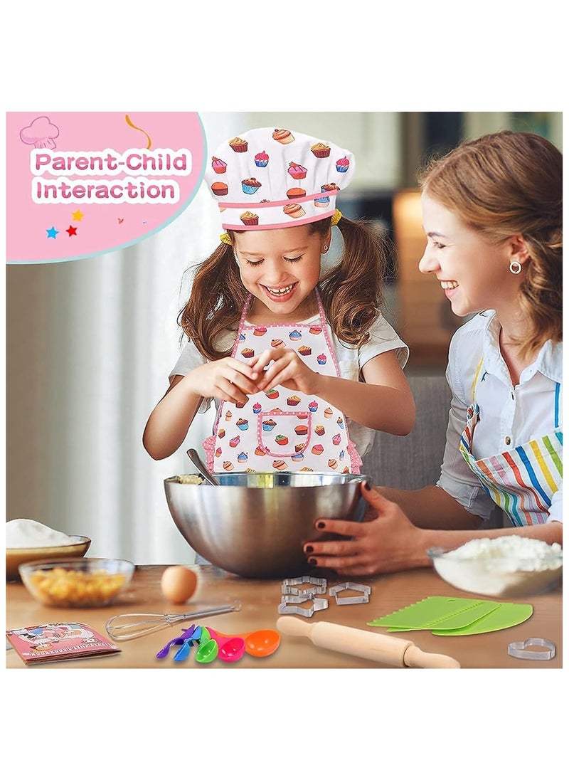 Hihonor - Montessori Kids Cooking Baking Set,Kids Chef Outfit Set 20PCS Includes Chef Hat,Apron Mitt&Utensil for Little Girls Boys,Children Dress up Pretend Gift Chef Role Play Costume Set for Toddlert/Age 3-8 - Image 1