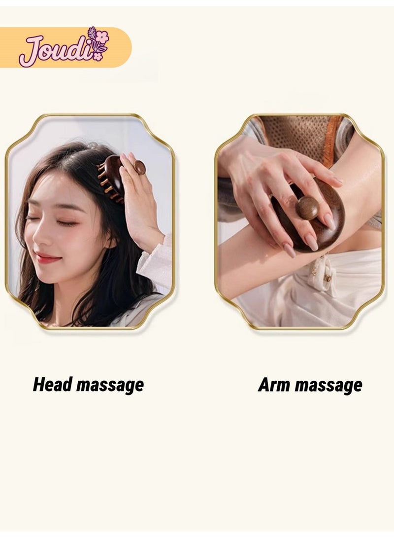 Joudi Wood Scalp Massage Comb Handheld Hair Massager Massage Tool for Unblocks meridians strengthens hair roots - Image 4