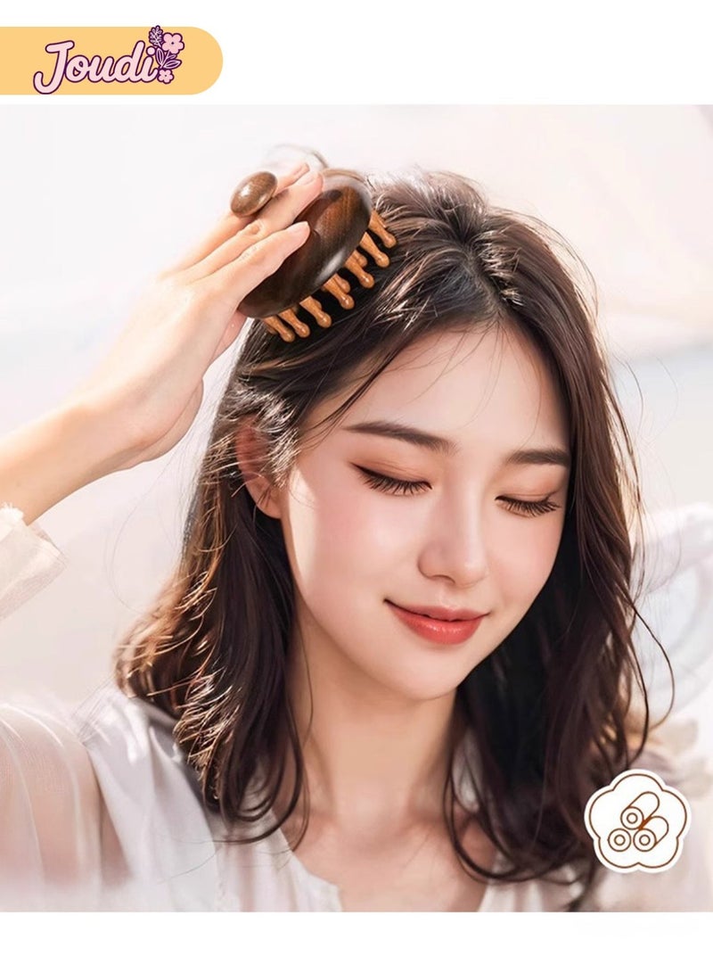 Joudi Wood Scalp Massage Comb Handheld Hair Massager Massage Tool for Unblocks meridians strengthens hair roots - Image 3