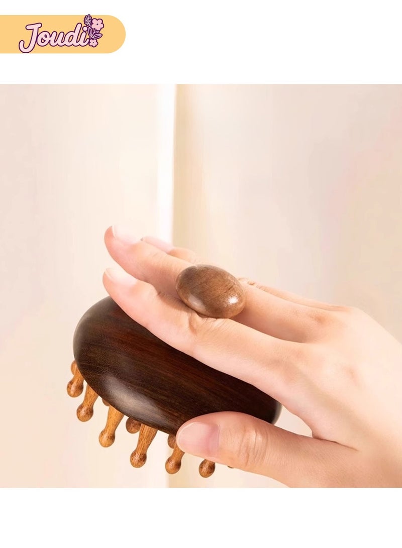 Joudi Wood Scalp Massage Comb Handheld Hair Massager Massage Tool for Unblocks meridians strengthens hair roots - Image 2