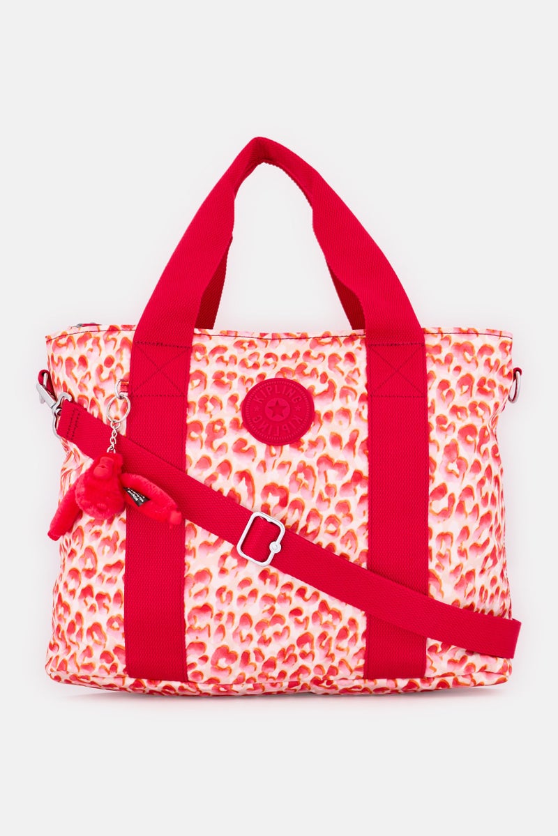 kipling حقيبة توت نسائية بنقشة حيوانات مع حلقة مفاتيح، متعددة الألوان - Image 1