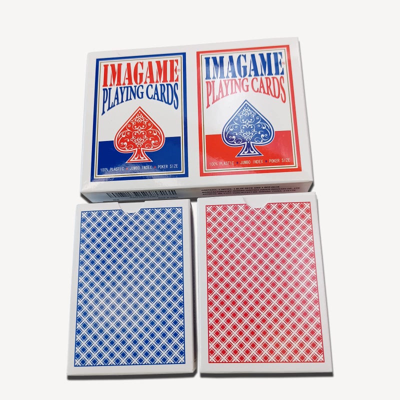 IMAGAME Plastic Playing Cards, Poker Size, Casino Quality, Jumbo Index, Waterproof & Washable, Perfect for Texas Holdâ€™em Poker, 1 Blue Deck & 1 Red Deck - Image 3