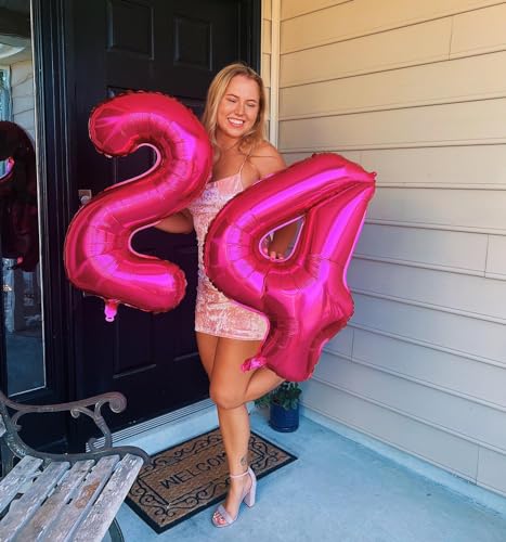 IWERP Hot Pink 4 Balloon Number Balloons 40 Inch 4th Birthday Decorations for Girls Four Large Numbers for Party Decor Number 4 Balloon - Image 5