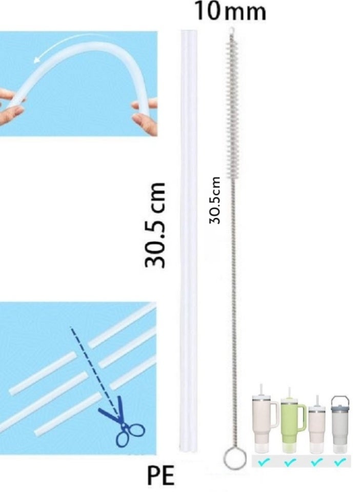 اس تي ان مجموعة ماصة وفرشاة قابلة لإعادة الاستخدام - متوافقة مع أكواب Quencher سعة 30 أونصة/40 أونصة - ماصة سيليكون خالية من مادة BPA + فرشاة تنظيف، ملحقات صديقة للبيئة - أرجواني - Image 2