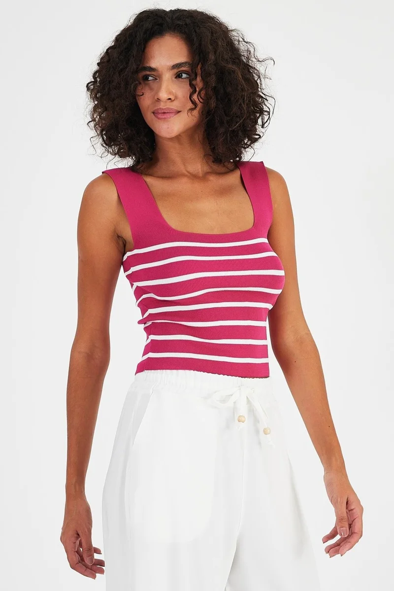 Alexander Gardi Alexandergardı Square Neck Striped Crop ATHLET (A92341-S)