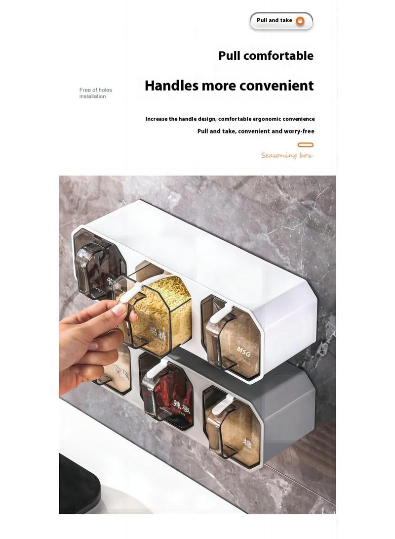 Bluejw Seasoning Boxes, Clear Seasoning Storage Containers Rack Combination Set Up Wall Mounted Seasoning Jars Spice Jars Without Punched Kitchen Spice POTS Kitchen Counters and Food Storage - Image 3