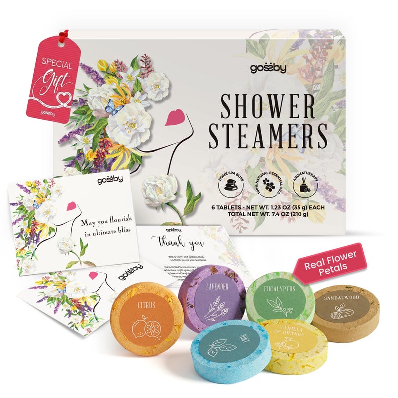 GOSSBY Mothers Day Gift - Shower Steamers Aromatherapy - Easter Basket Stuffers - Christmas, Birthday Gift for Women, Mom, Wife, Friend, Sister - Self Care Stress Relief Relaxation Home Spa (6 Pcs) - Image 1