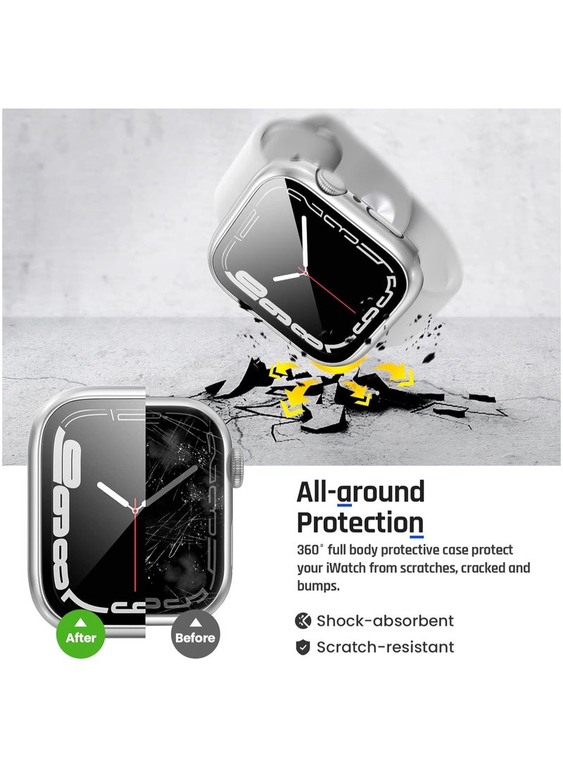 Beauenty Waterproof Case for Apple Watch SE Series 6/5/4 44mm with Tempered Glass Screen Protector, 360 Full Coverage Protective Cover for iWatch 44mm, Silver - Image 5