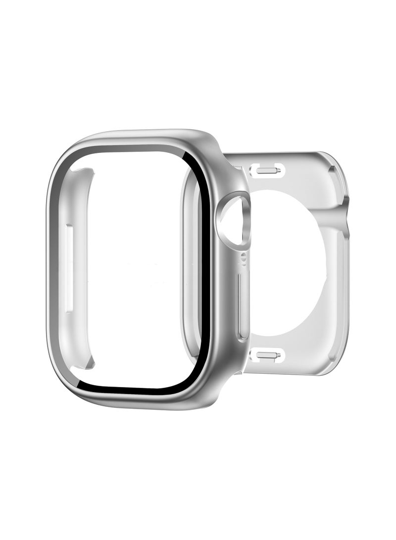 Beauenty Waterproof Case for Apple Watch SE Series 6/5/4 44mm with Tempered Glass Screen Protector, 360 Full Coverage Protective Cover for iWatch 44mm, Silver - Image 1