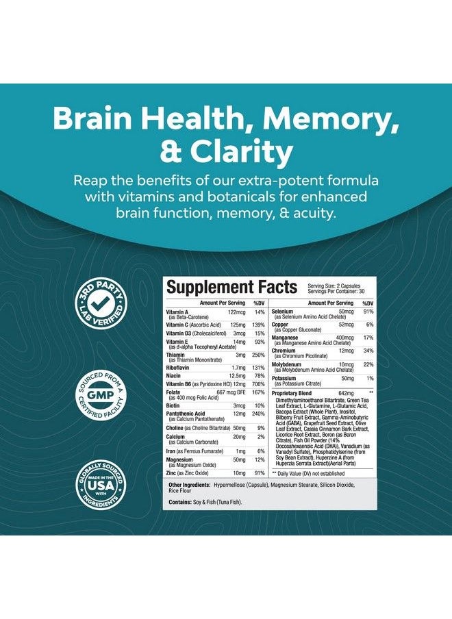 Natures Design - Mind And Memory Supplement For Brain Health Nootropics Brain Support Supplement For Mental Focus Concentration And Performance Brain Vitamins Blend For Cognitive Function Energy And Focus Support - Image 1