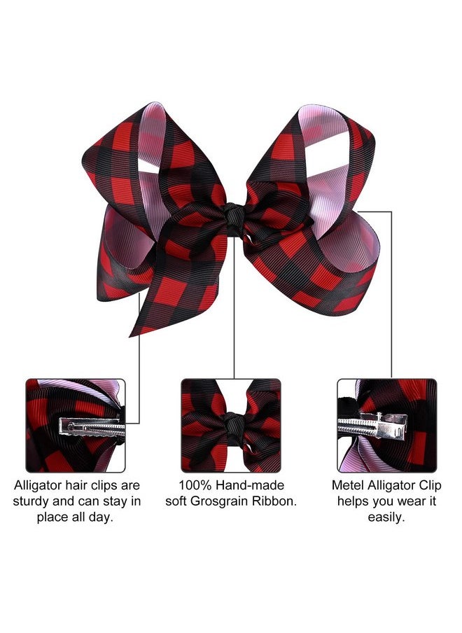 Aileam - AILEAM Big Hair Bows for Girls 8PCS 4"Girls Toddler Christmas Bows Clips Grosgrain Ribbon Alligator Clips Kids Hair Accessories - Image 1