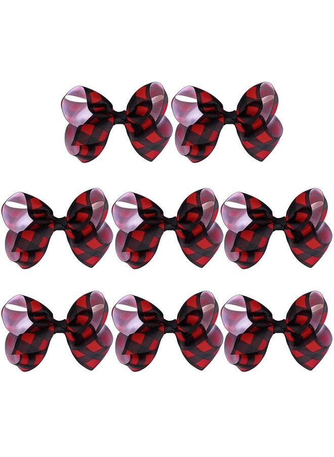 Aileam - AILEAM Big Hair Bows for Girls 8PCS 4"Girls Toddler Christmas Bows Clips Grosgrain Ribbon Alligator Clips Kids Hair Accessories - Image 1