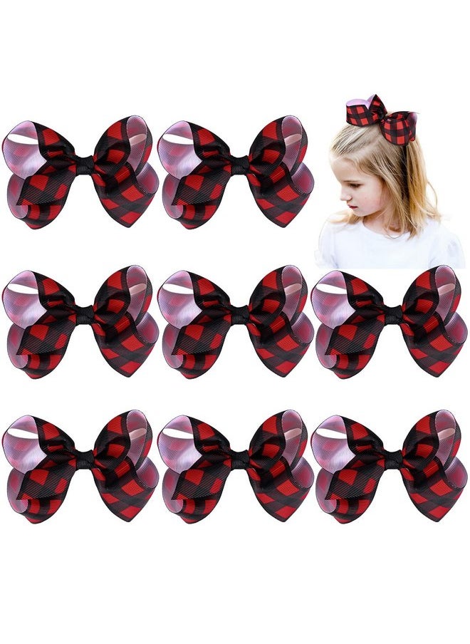 Aileam - AILEAM Big Hair Bows for Girls 8PCS 4"Girls Toddler Christmas Bows Clips Grosgrain Ribbon Alligator Clips Kids Hair Accessories - Image 1