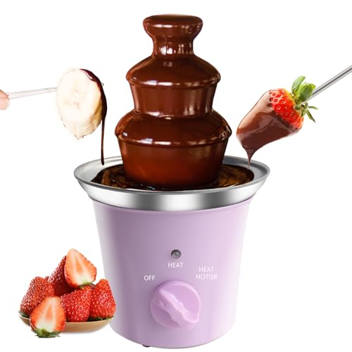 ZEVELOO MINI Chocolate Fountain Machine Small Electric Chocolate Fondue Fountain Machine for Party for Candy Butter Cheese (Purple) - Image 1