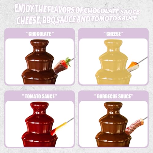 ZEVELOO MINI Chocolate Fountain Machine Small Electric Chocolate Fondue Fountain Machine for Party for Candy Butter Cheese (Purple) - Image 3