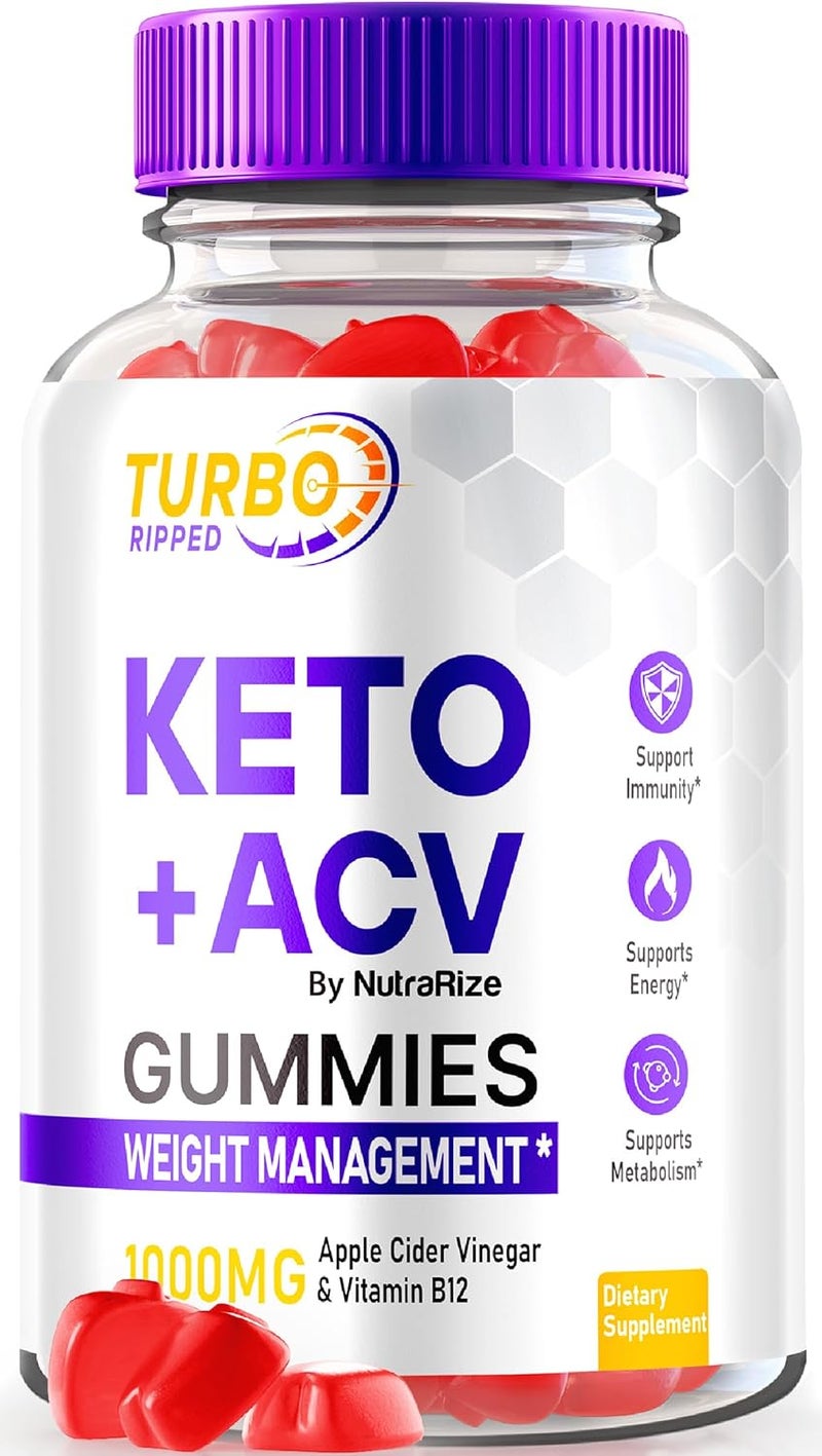 NutraRize Turbo Ripped Turbo Ripped Keto ACV Gummies Official Weight Loss Gummies Apple Cider Vinegar 1000MG All Natural ACV Gummy Premium Keto  ACV Formula TurboRipped Gomitas Reviews 60 Gummies - Image 1