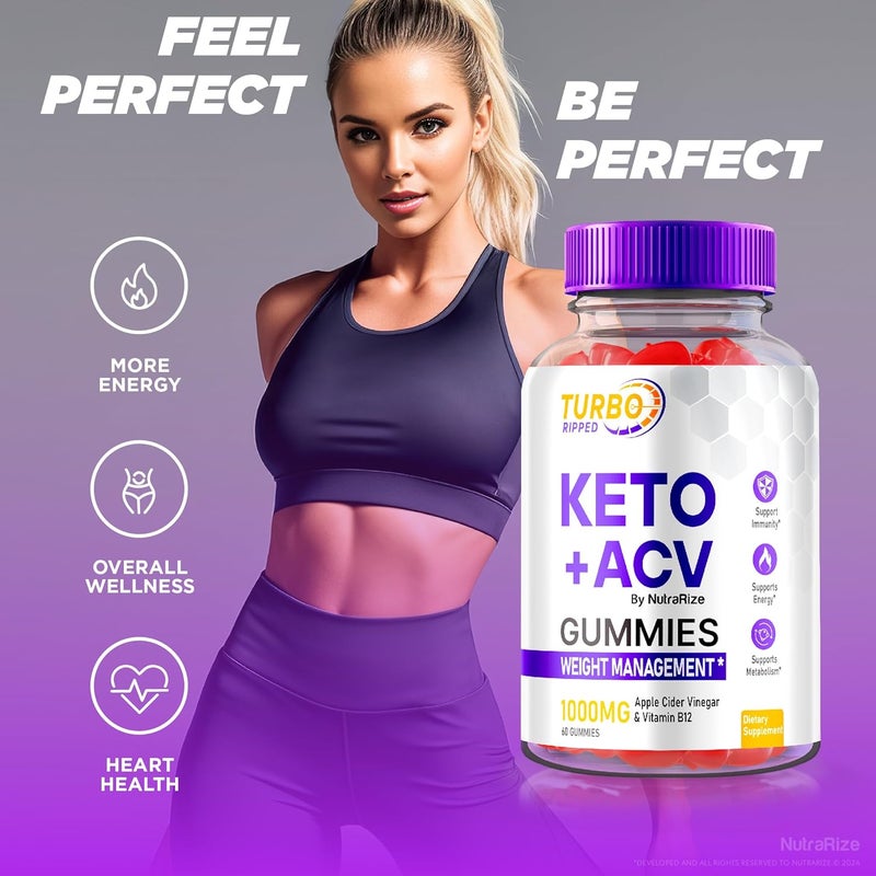 NutraRize Turbo Ripped Turbo Ripped Keto ACV Gummies Official Weight Loss Gummies Apple Cider Vinegar 1000MG All Natural ACV Gummy Premium Keto  ACV Formula TurboRipped Gomitas Reviews 60 Gummies - Image 4