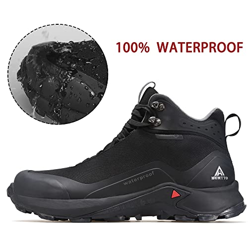 HUMTTO Men's All-Terrain Waterproof Hiking Boots Lightweight Breathable Outdoor Ankle Boots Trekking Hiking Shoes 10.5 Black - Image 2