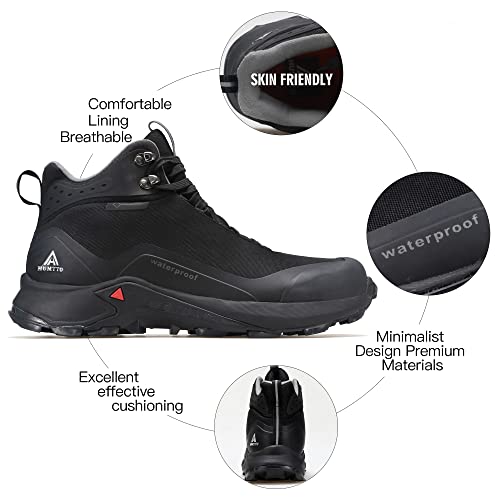 HUMTTO Men's All-Terrain Waterproof Hiking Boots Lightweight Breathable Outdoor Ankle Boots Trekking Hiking Shoes 10.5 Black - Image 3