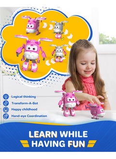 SUPER WINGS 5" Transforming Supercharged Dizzy Airplane Toys, Action Figure Plane To Robot, Suitable For 3 4 5 Years Old Kids, Fun Flying Toy Plane For Preschool Boys And Grls, Birthday Gifts, Pink  - Image 2