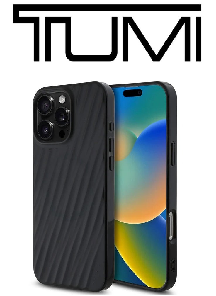 CG MOBILE iPhone 16 Pro Max case with back protection , iphone 16 pro max cover strong shockproof, cover iphone 16 pro max supports MagSafe wireless charging, with a French design and approved by the global brand Tumi, transparent design in Black.  - Image 1
