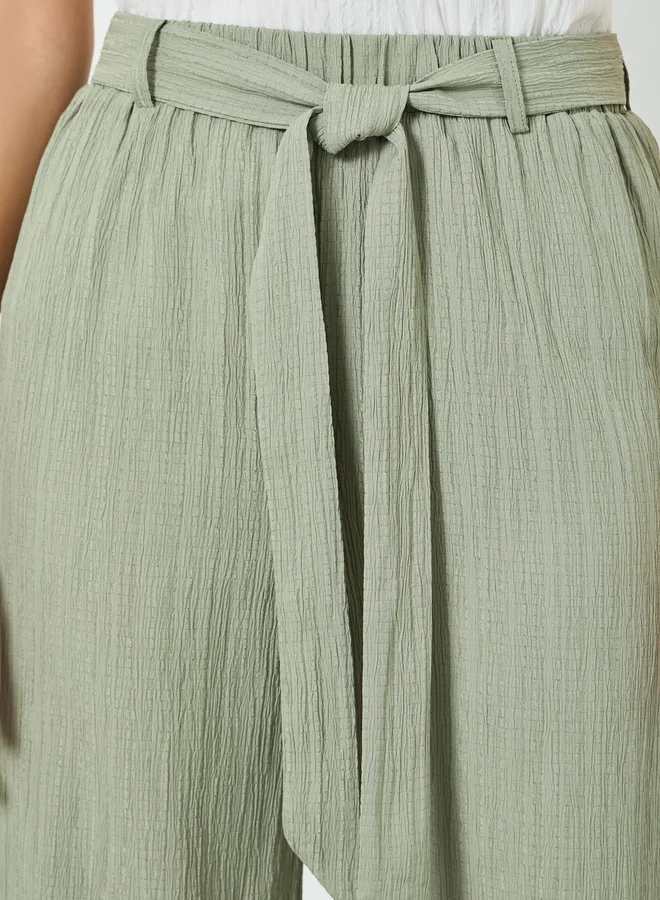 Take Two Green Green Belted Elastic Waist Straight Leg Pants for Women | Best Price UAE