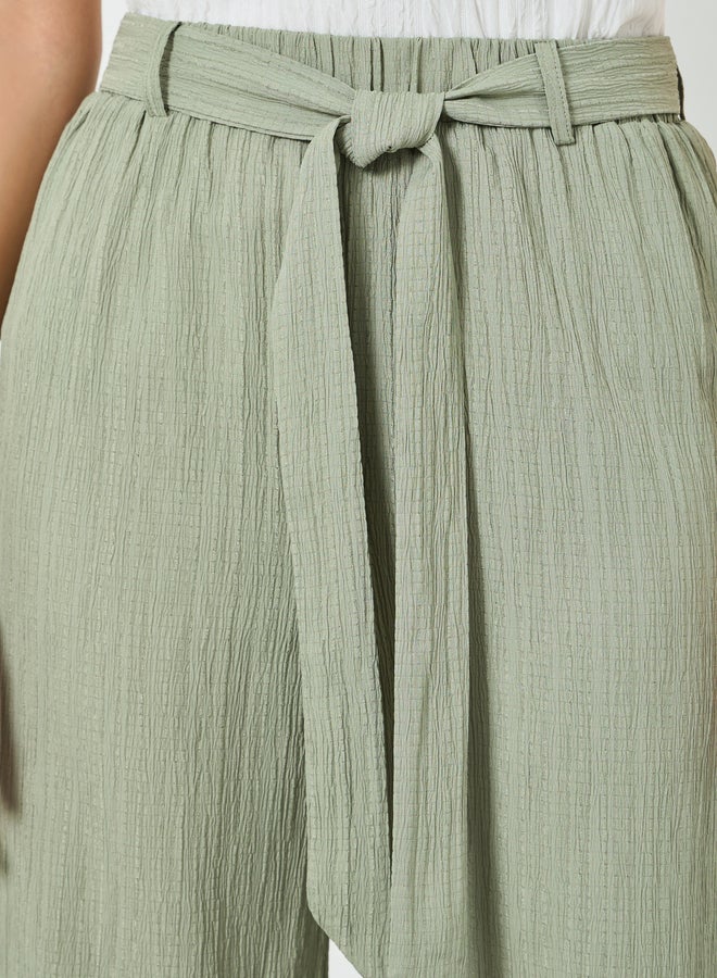 Take Two Green Belted Elastic Waist Straight Leg Pants - Image 3